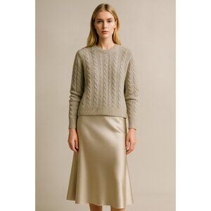 James Perse 100% Cashmere Cable Knit Sweater Women’s Size 3 Gray Luxury Pullover